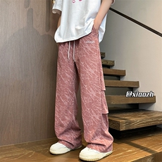 XZ616夏季扎染宽松百搭灯芯绒长裤抽绳休闲裤TY1023P55控68，男装休闲裤，星座512A（原616）