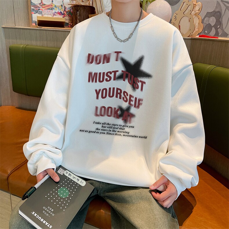 已注册港风抖音直播得物高品质重磅菠萝格圆领宽松男卫衣W2033P40,男装卫衣,电商C408(原B339-1)