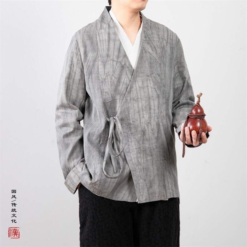 风男装新款炒色新中式改良汉服男士道袍C236P80图片