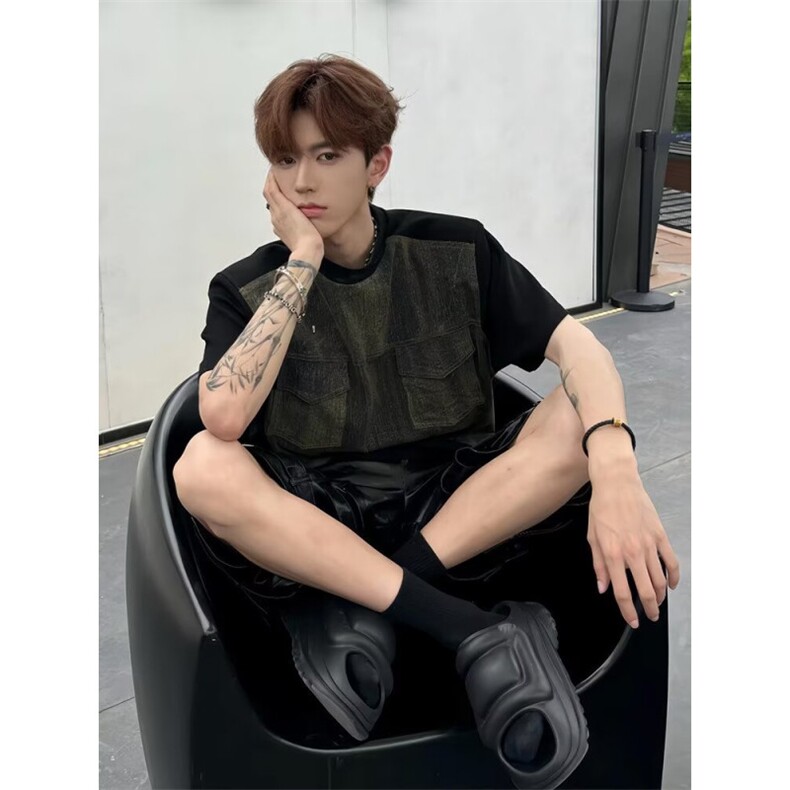 1506/QS1940/P53短袖t恤男潮牌夏季宽松网红潮流ins简约印花上衣,男装T恤,星座1506