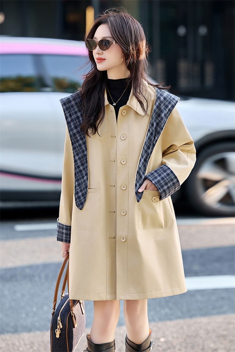现货新款秋新款韩版时尚宽松休闲活帽女今年流行短外套炸街风衣,女装风衣,韩美纤衣