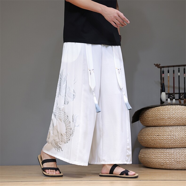 夏季新款大码风汉服新中式改良宋裤情侣裙裤阔腿裤K259/P85，男装民族服装，电商A221A