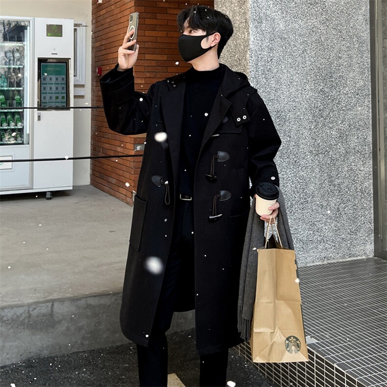 【精品大货】毛呢大衣男中长款风衣男长款牛角扣F999款P138韩风C，男装风衣，星座401