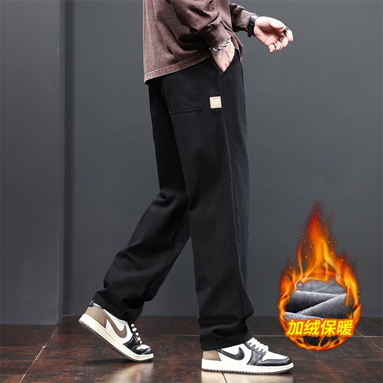 工装休闲裤子男垂感直筒宽松潮牌美式阔腿长裤Z2328-P50/加绒P55，男装工装外套，星座509