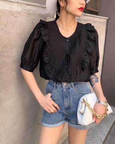 2021爱特儿风情荷叶边小衫，女装，爱特儿AITER