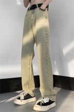 美式ins高街暗黑牛仔裤刺绣直筒裤子A061-1-JM1724-P65控88，男装牛仔裤，电商A061-1