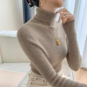 无缝~半高领紧身山羊绒衫女显瘦修身毛衣针织打底秋冬内搭羊毛衫图片