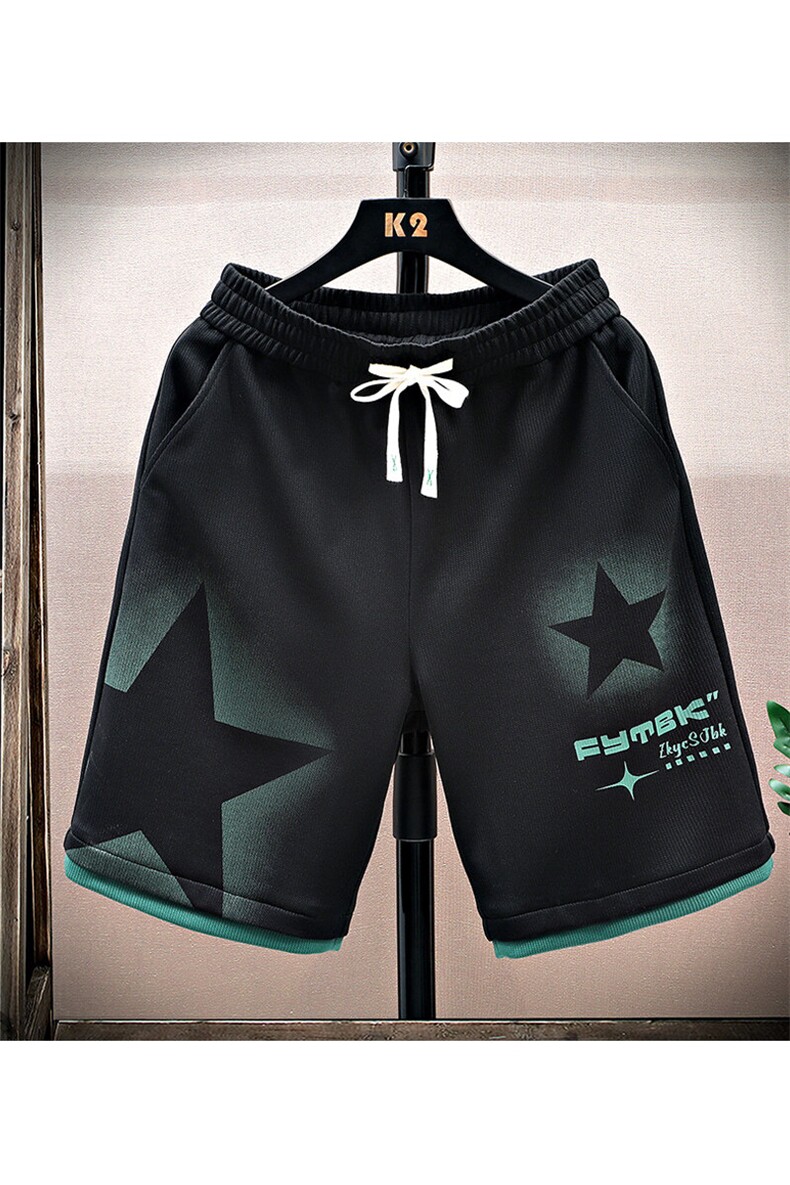 夏季短裤男拼接色时尚休闲短裤宽松百搭五分裤沙滩裤-DK53-P28,男装牛仔裤,星座310B-3