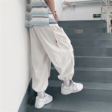 美式高街多口袋直筒裤男ins潮牌bf风松紧腰工装休闲裤子K772-P35，男装休闲裤，星座1008-1