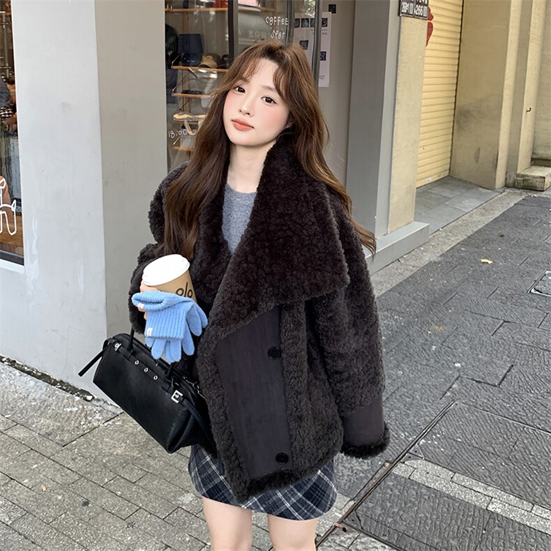 2025冬装新款皮毛一体休闲外套2B082-2252-p210k315,女装短外套,2B082