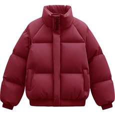 现货冬季三防重磅硬挺boxy短款羽绒刺绣立领PU皮棉衣外套加厚棉服，男装棉衣，电商A443