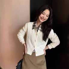 时尚百搭针织开衫显瘦修身短款毛衣外套，女装羊毛衫，泰沅羊绒
