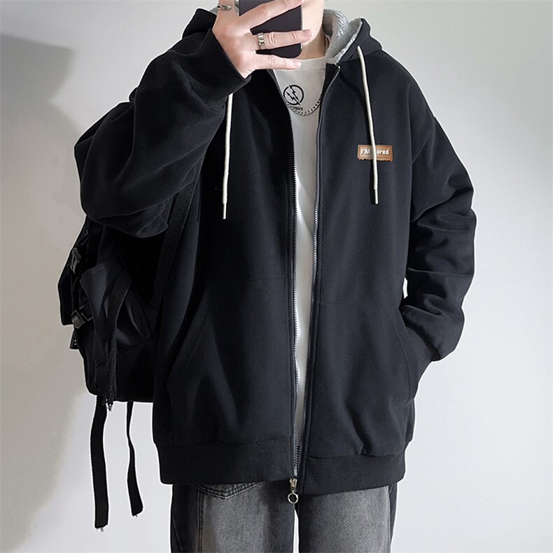 新款男百搭设计感连帽加厚港风白墙针织外套WT3419-P75控108,男装夹克,星座717