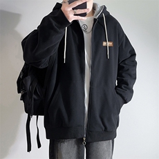 新款男百搭设计感连帽加厚港风白墙针织外套WT3419-P75控108，男装夹克，星座717