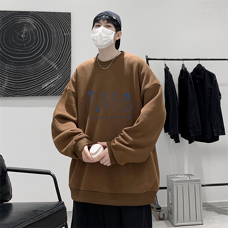 圆领卫衣男大码加厚加绒长袖t恤男S6191-P28加绒款-P33,男装卫衣,电商A040