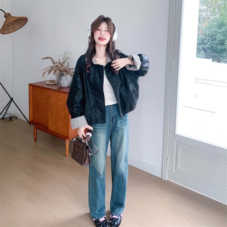 新品大货好数据假两件蛋白皮衣外套6839-P165控268,女装短外套,2C196