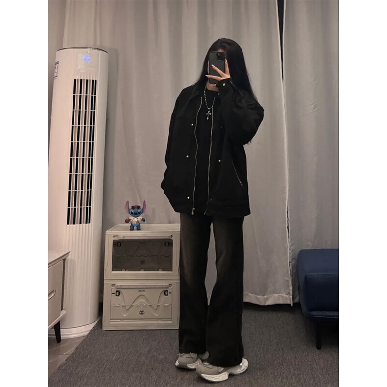 美式hiphop牛仔裤修身直筒微喇叭裤图片