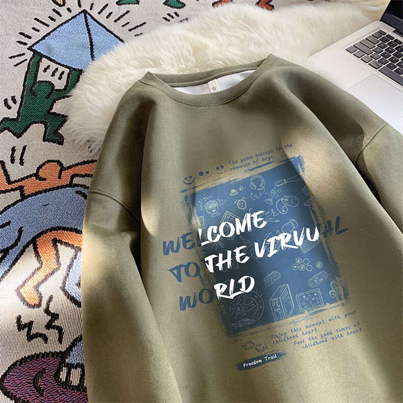 2025秋季新款卫衣wyjp-4526卫衣圆领麂皮绒特p35控69,男装卫衣,星座605(原A050)