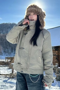 座山雕解构拼接飞机扣男女复古做旧短款外套 XZ514-2-LXK01-P128图片