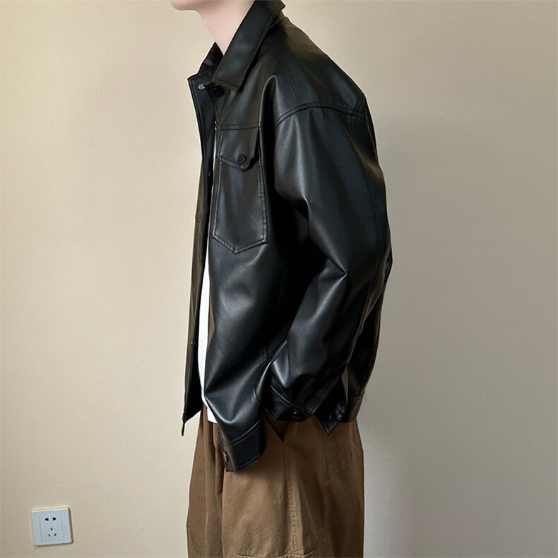 现货春装皮衣外套男时尚机车服休闲皮夹克-A607-P90加绒-P100,男装夹克,电商A351