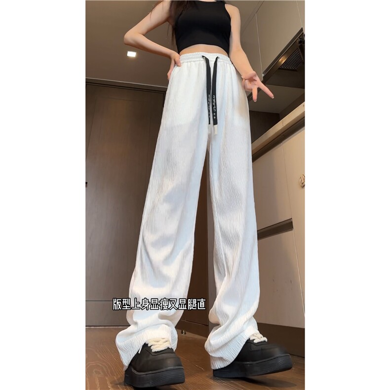 抖音品质夏季新款冰丝高级垂感宽松休闲裤B315-K24195-特p35控68图片