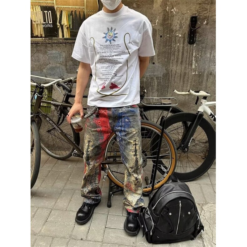 小众设计感潮炸街长裤直筒休闲牛仔裤ins男美式痞帅N0097-P75,男装牛仔裤,星座1109-3