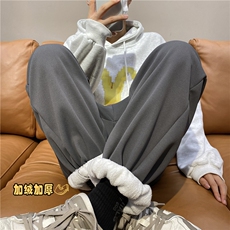 2025冬季新款纯色百搭加绒宽松束脚卫裤B315-K23454JR-p55控68，男装休闲裤，电商B315