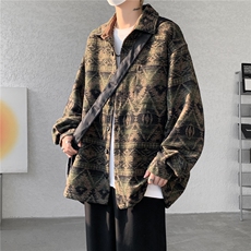 8XL-M复古大码民族风衬衫男款春季加厚粗呢藏式外套CS29001P68，男装民族服装，电商B312