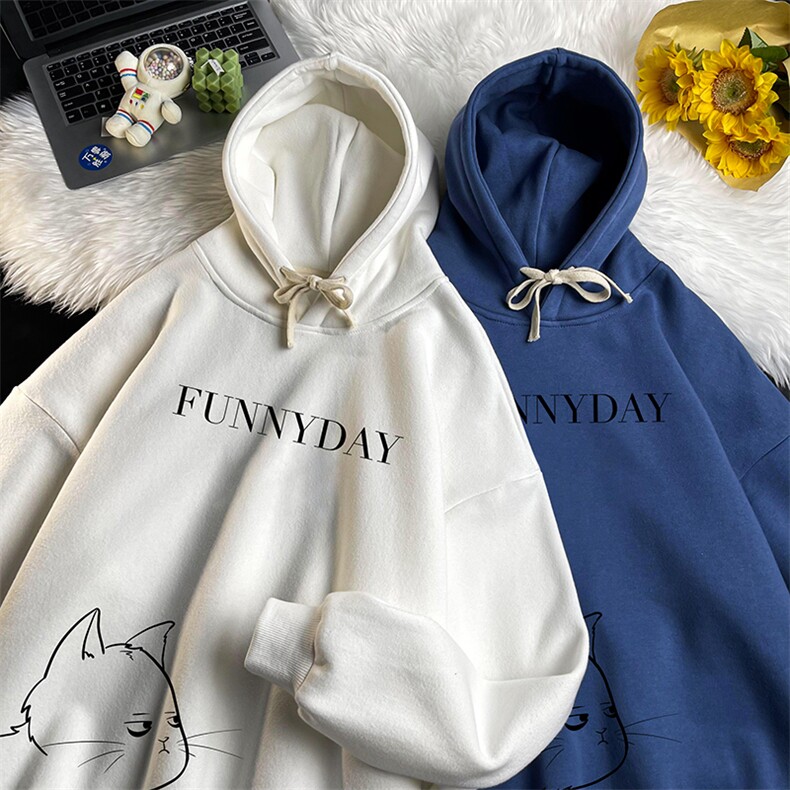WY2149-P35加绒款-P40纯棉连帽卫衣男大码运动帽衫宽松薄,男装卫衣,电商A040