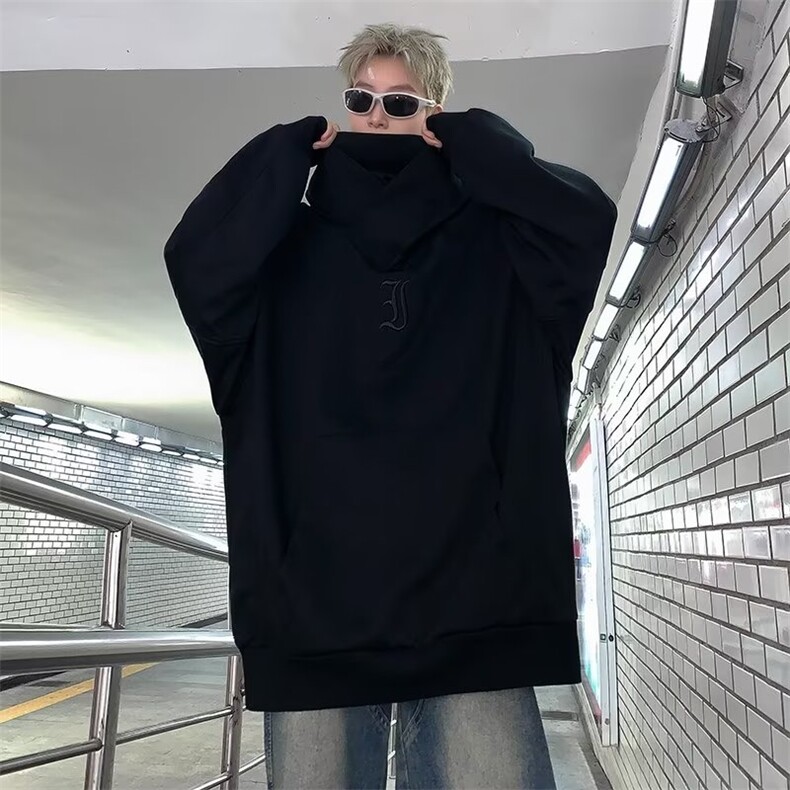 美式高街高领连帽卫衣男女秋冬季刺绣潮牌外套情侣上衣WY0435-p35,男装卫衣,星座1008