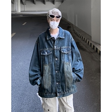 纯色春秋款2024复古港风美式牛仔夹克男潮牌高级感外套宽松痞帅，男装夹克，星座410-7