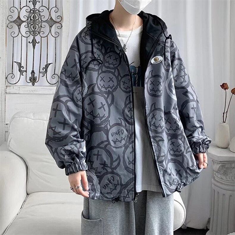 两面穿外套男春季ins港风夹克休闲韩版bf冲锋衣M-5XL   W2261-P58图片