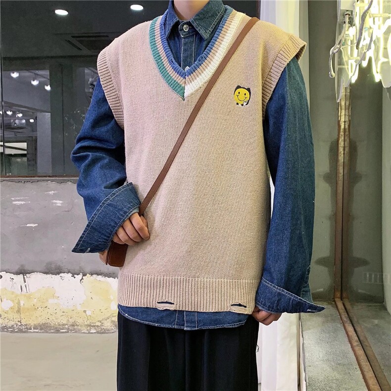 原宿秋季纯色马甲男百搭笑脸潮新款宽松型B28P25,男装背心/马甲,星座1116-2
