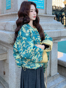 新中式提花立领盘扣轻薄羽绒服女2025秋冬新款复古小个子短款外套图片