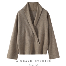 2025舒适百搭简约四平加厚交叉领羊绒衫，女装羊绒衫，朵暖羊绒