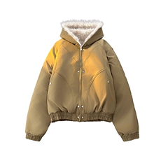 新款座山雕美式复古显高连帽棉服外套加绒毛领棉衣MY2585P100，男装棉衣，电商A128