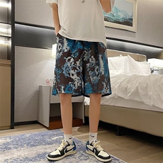 短裤夏季薄款宽松沙滩裤高街ins潮流印花痞帅五分裤DK115，男装牛仔裤，星座1116A-1（原606A）