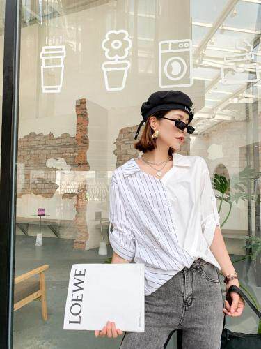 [现货]秋季补单款AB面拼接衬衫，女装衬衫，锦绣阁