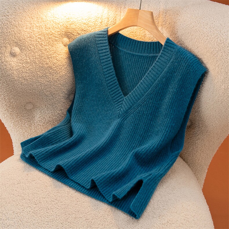 2025年秋季V领开叉马甲时尚百搭休闲，女装马甲，盛世绒华