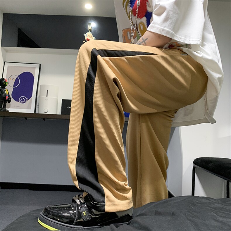 休闲裤2023夏季新款男装港风拼接直筒宽松大码长裤子K0190-P35,男装休闲裤,星座308B-1