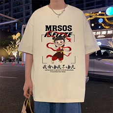 T810宽松短袖T恤男夏季2025新款半袖港风chic潮牌男生体恤衫，男装T恤，星座304A-1