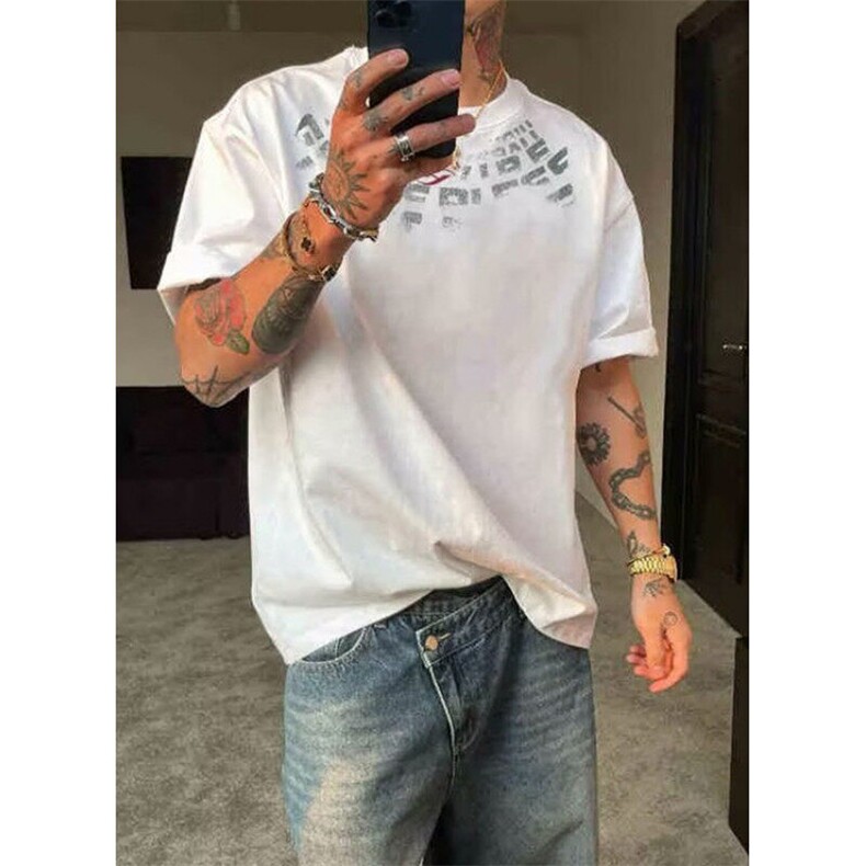 设计感印花五分袖t恤男士百搭夏季纯棉宽松短袖TY423,男装T恤,星座1116A（原606A-3）