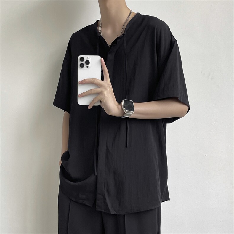 2024夏季新款原宿潮牌百搭衬衣设计感短袖衬衫男现货W8181-P30,男装衬衫,星座512-4