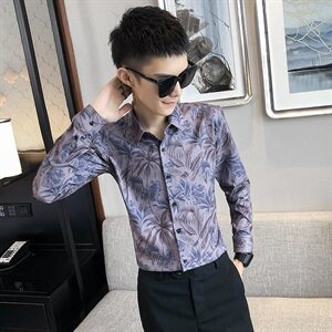 312A-285-P55 秋季新款社会精神小伙衬衫韩版潮流复古时尚衬衣A图片