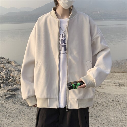 拉链潮流夹克外穿潮男青春流行文艺春季棒球领J1083P50图片
