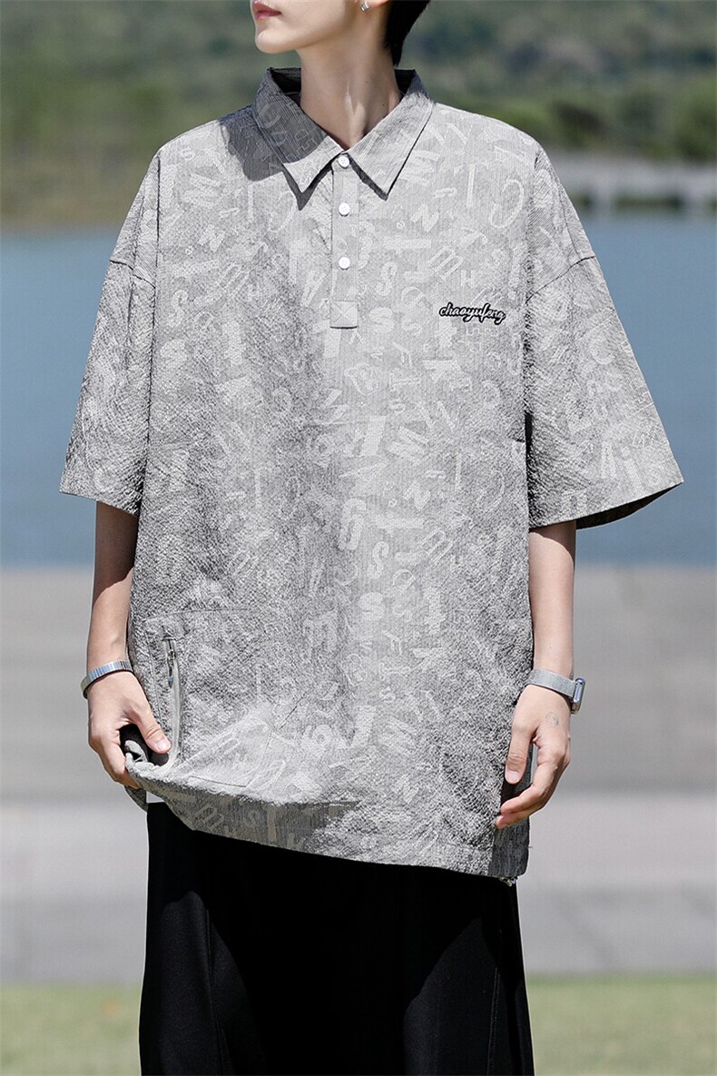 8XL-M轻薄3D泡泡肌理感速干POLO衫男宽松印花冰丝短袖T恤CS529,男装衬衫,电商D206-1