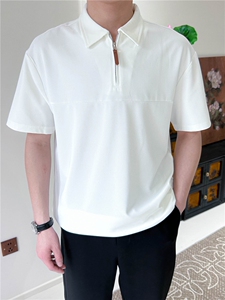 夏季宽松男翻领短袖T恤POLO衫纯色 A110-P50图片