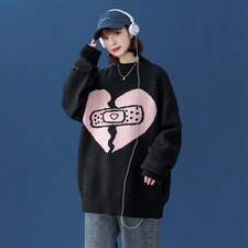 中性秋冬新款爱心宽松圆领软糯毛衣男女针织衫潮A125-A008-P70，男装针织衫/毛衣，电商A125