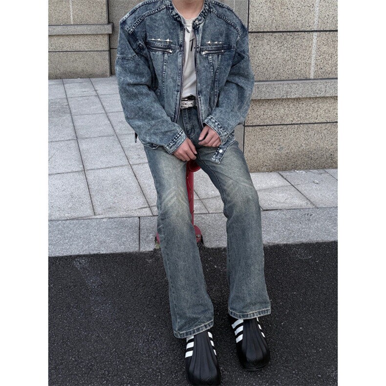 【有货】JK10CC-特P78美式高街短款牛仔外套男高级感垫肩夹克,男装夹克,星座1007（原301D）