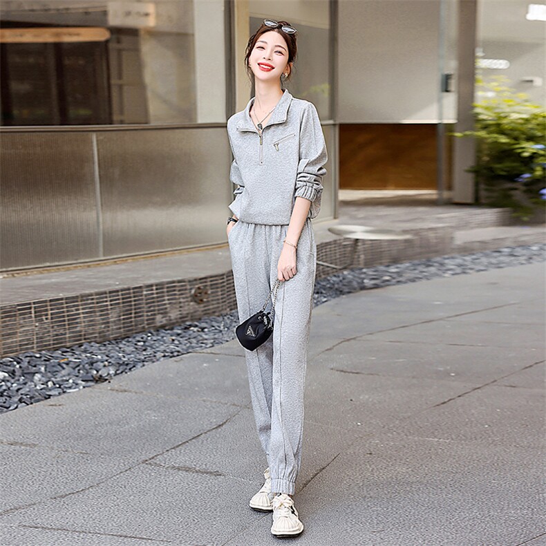 休闲运动套装女春秋季新款2025韩版时尚显瘦减龄卫衣跑步服两件套,女装套装/套裙,奕薇雅